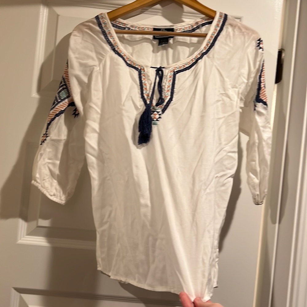Angie white embroidered top